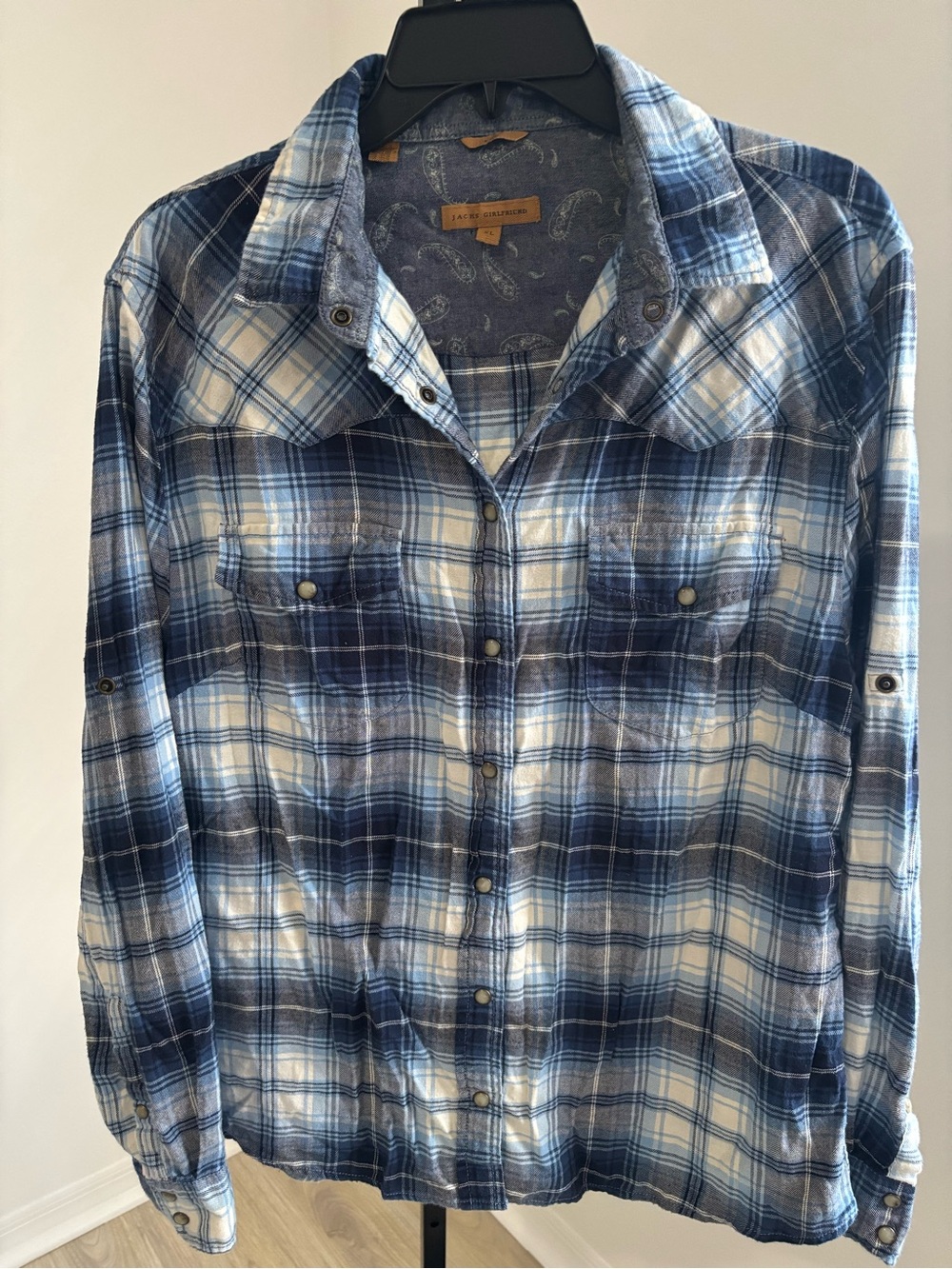 Jach’s Girlfriend Blue & White Plaid Flannel Shirt